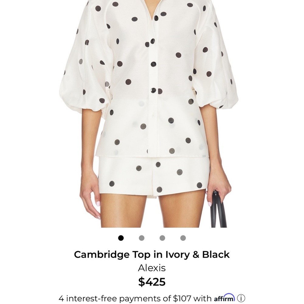 Alexis Ivory Top and Shorts with Black Polka Dots